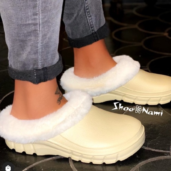 Shoes - Cream fur lined slip on